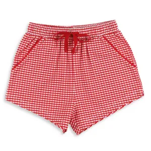 Gameday Check Shrimp Shorts- Red