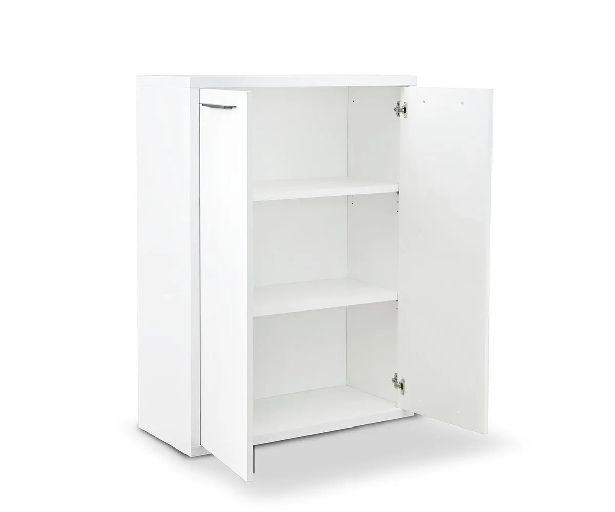 Gammel Low Bookcase with Doors - White