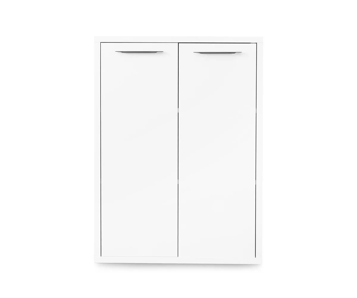 Gammel Low Bookcase with Doors - White