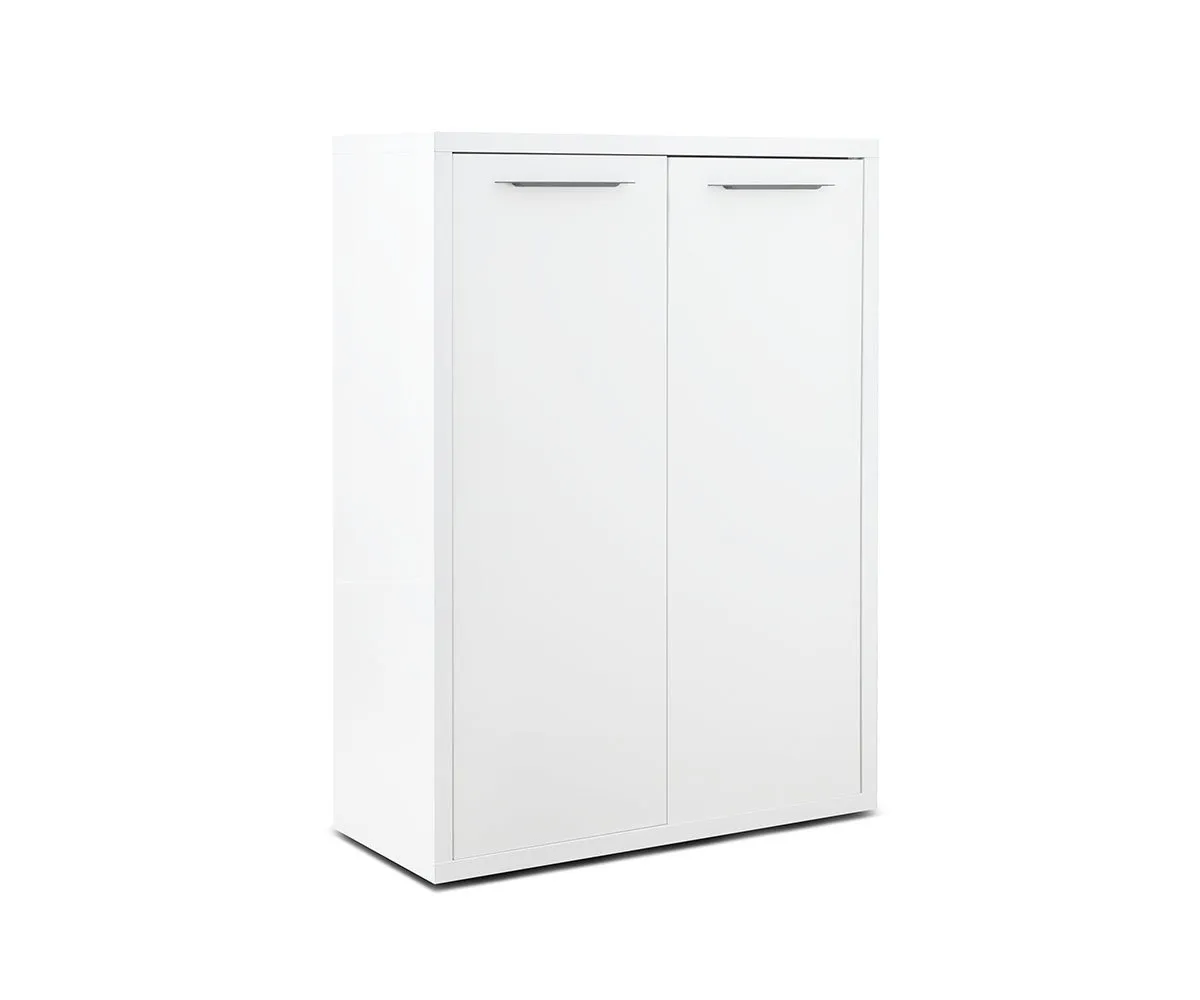 Gammel Low Bookcase with Doors - White