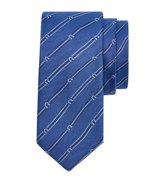 Gancini Print Silk Tie Blue