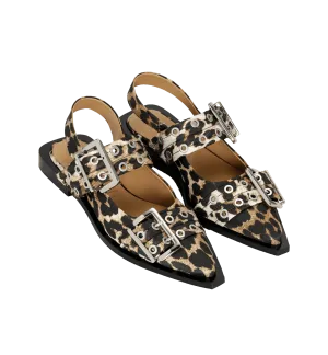 GANNI Buckle Leopard Ballerina