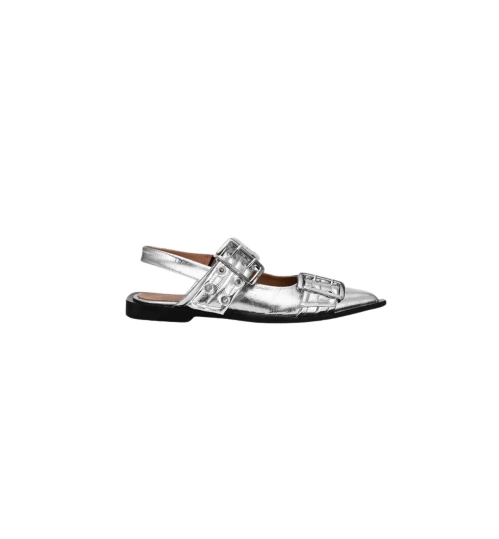 GANNI Buckle Metallic Ballerinas