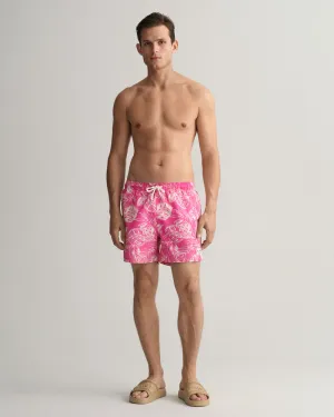 GANT - CF Tropical Leaves Print SW Shorts, Perky Pink