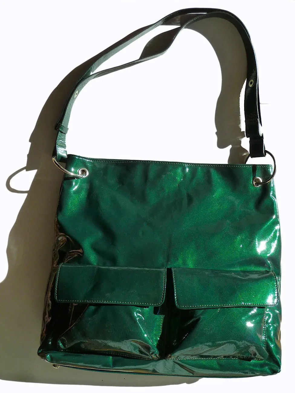 Gapock X Crossbody Travel Bag Patent Leather Espresso