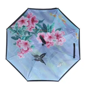 Garden Flowers & Butterfly Upside Down Umbrella