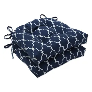 Garden Gate Navy Reversible Chair Pad (Set of 2)