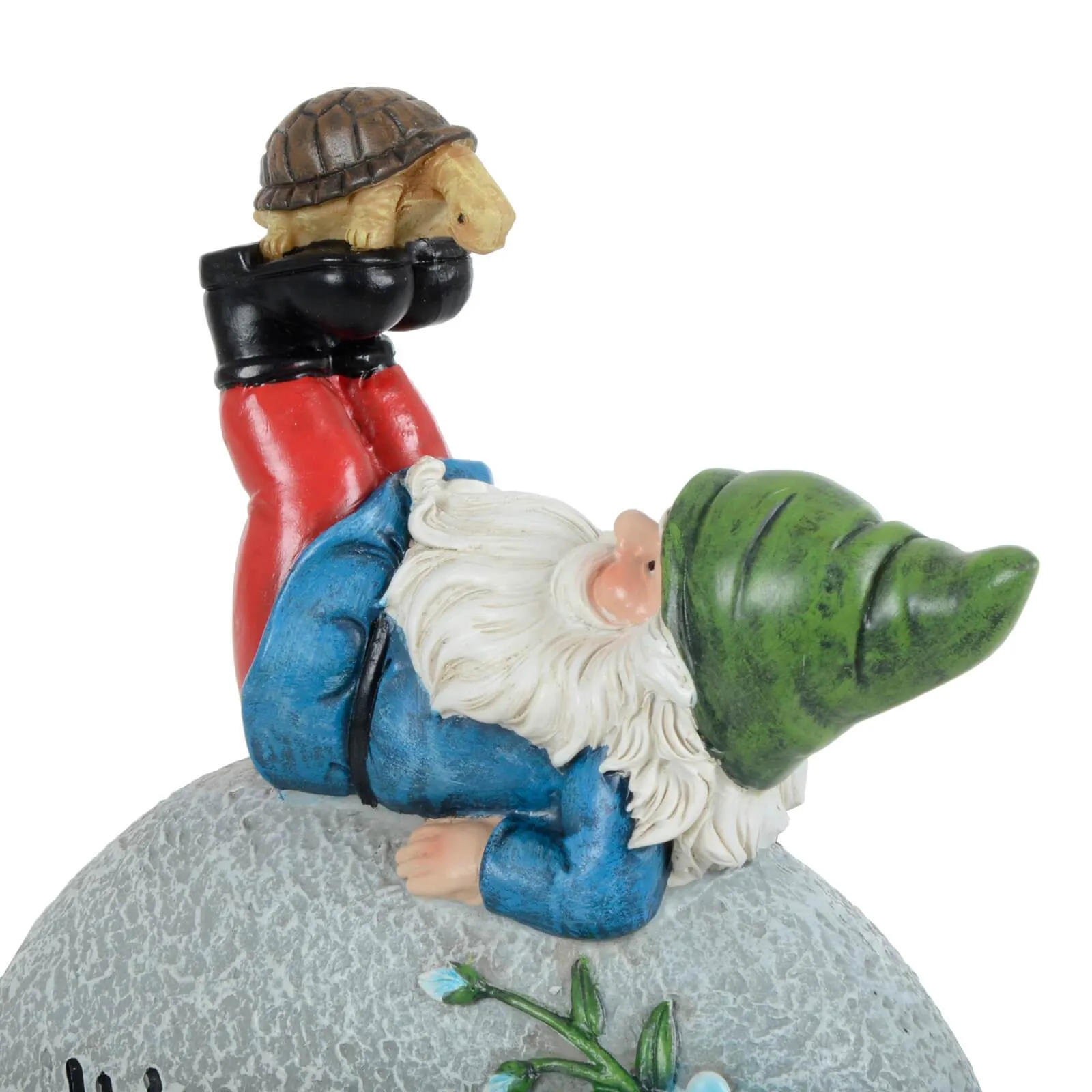 Garden Gnome On Pebble Welcome Ornament Resin Outdoor Decoration