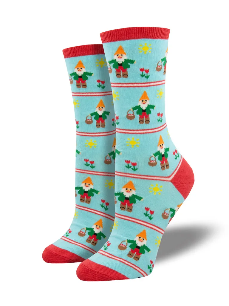 Garden Gnomes (Blue) Women’s Crew Socks