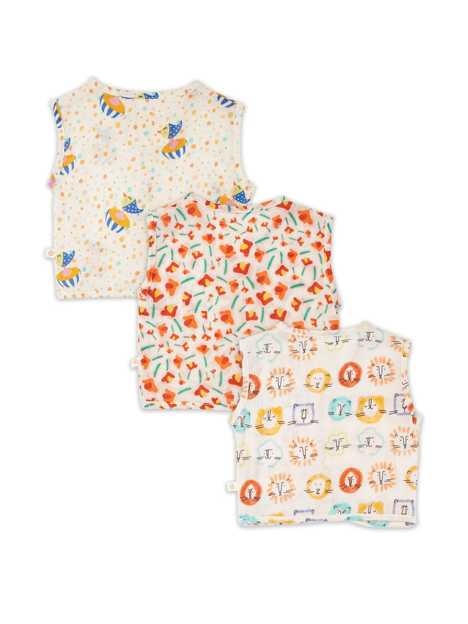 Garden Love - Baby Muslin Jhabla - Pack of 3