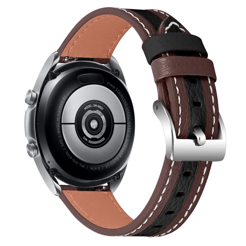 Garmin Venu color splice cowhide leather watch strap - Brown / Black