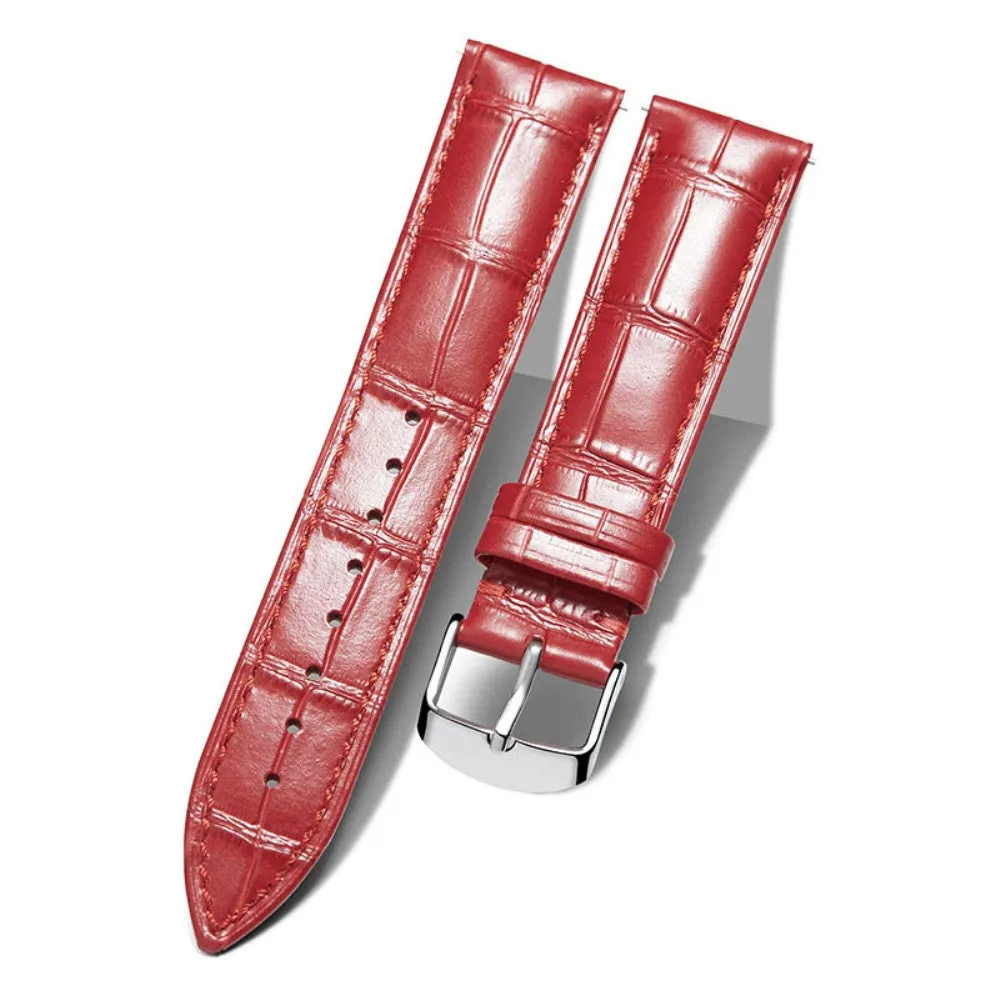 Garmin Vivoactive 4 crocodile pattern leather watch strap - Red