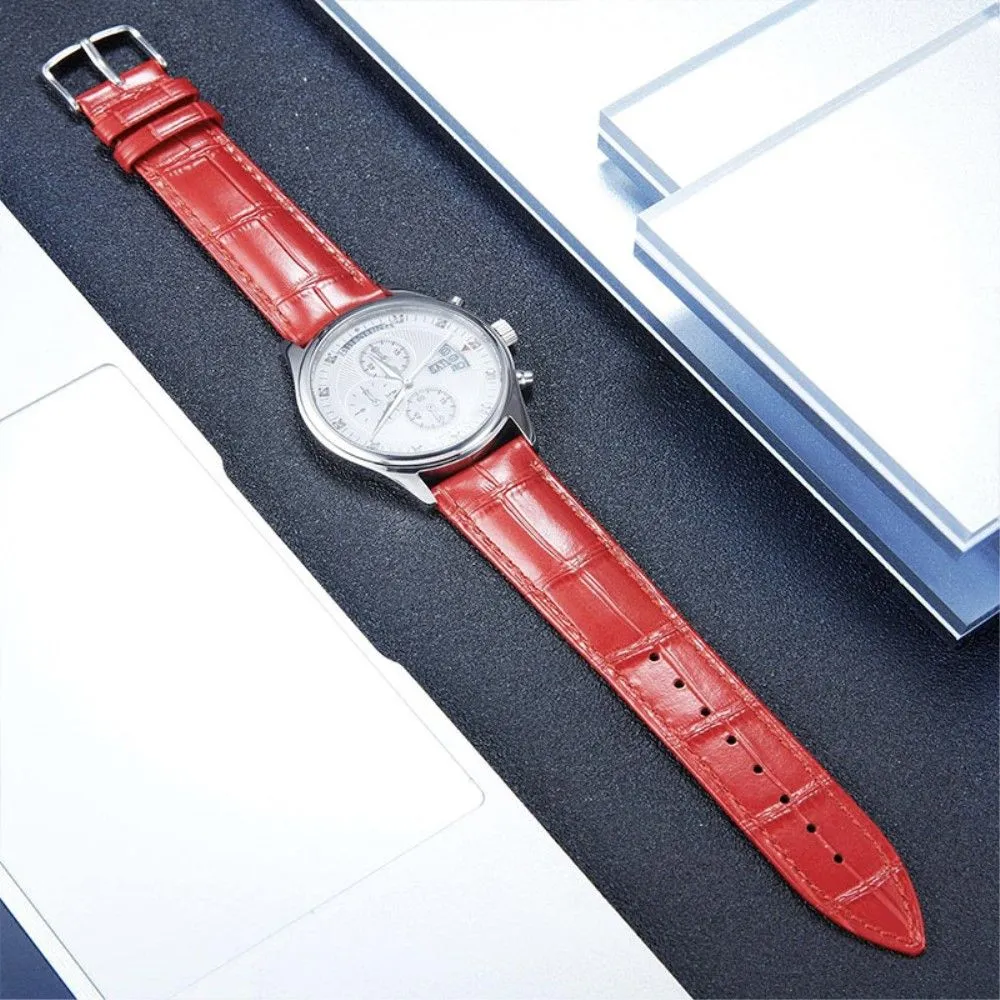 Garmin Vivoactive 4 crocodile pattern leather watch strap - Red