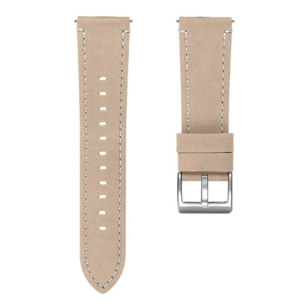 Garmin Vivoactive 4 solid color cowhide leather watch strap - Apricot