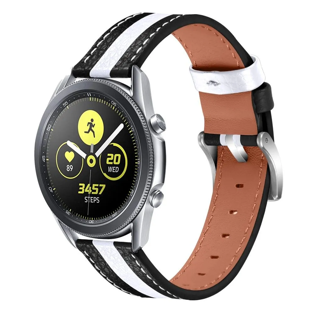 Garmin Vivomove Style color splice cowhide leather watch strap - Black / White