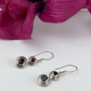 Garnet Spiral Earrings - VE449