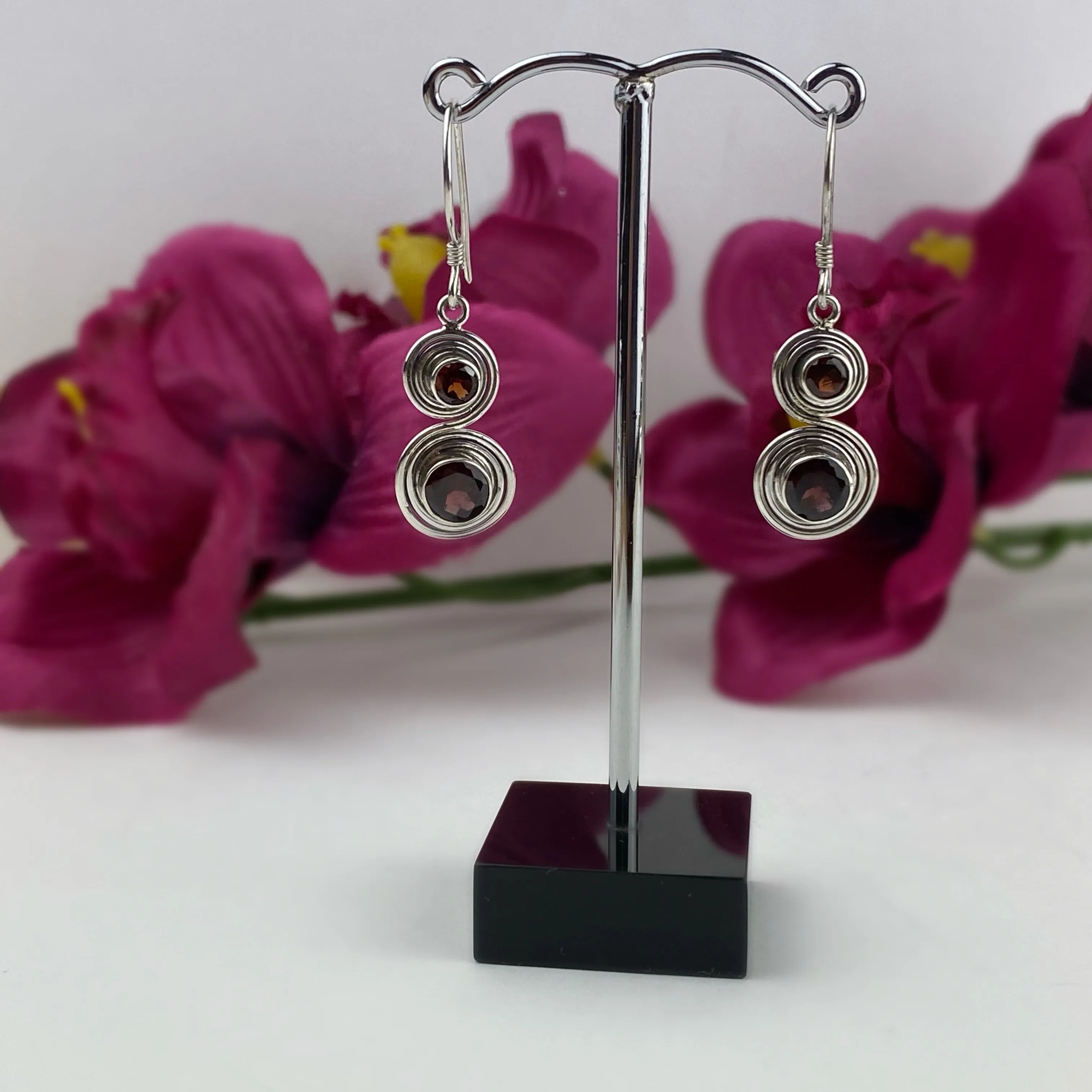 Garnet Spiral Earrings - VE449