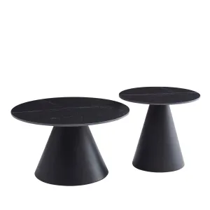 Garson Stone Coffee Table Set (2 x tables) Available in Black, Grey or White)