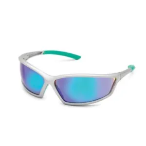 Gateway Safety 41SL4M 4x4 Modern Sporty Safety Glasses, Silver Sport Frame, Iridescent Green Mirror Lens, Box of 10