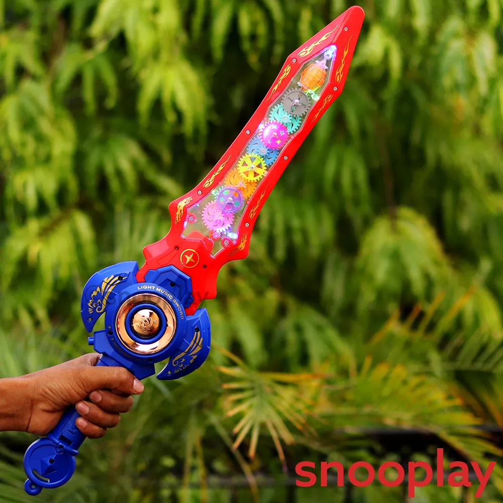 Gear Sword Vibration Transparent Toy with Colourful Lights and Sounds