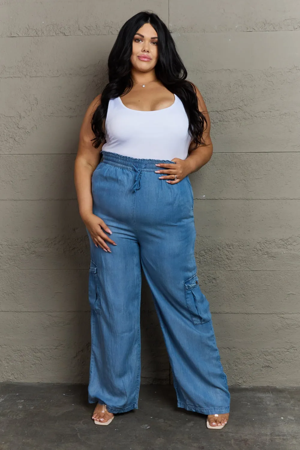 GeeGee Out Of Site Full Size Denim Cargo Pants