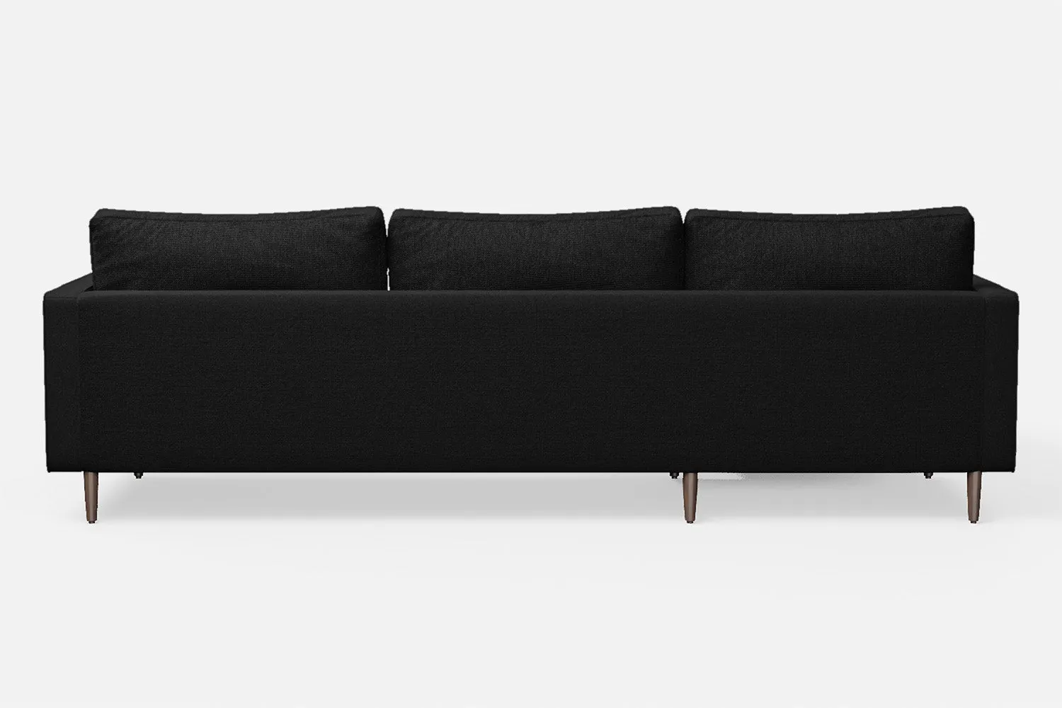 Gela 3 Seater Left Hand Facing Chaise Lounge Corner Sofa Black Linen Fabric