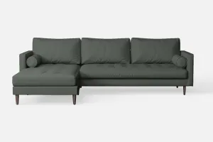 Gela 3 Seater Left Hand Facing Chaise Lounge Corner Sofa Lush Leather