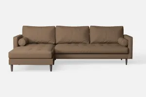 Gela 3 Seater Left Hand Facing Chaise Lounge Corner Sofa Stone Leather