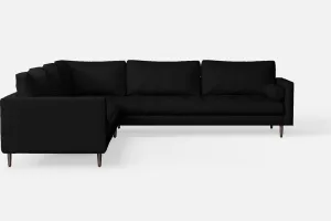 Gela 5 Seater Corner Sofa Black Leather