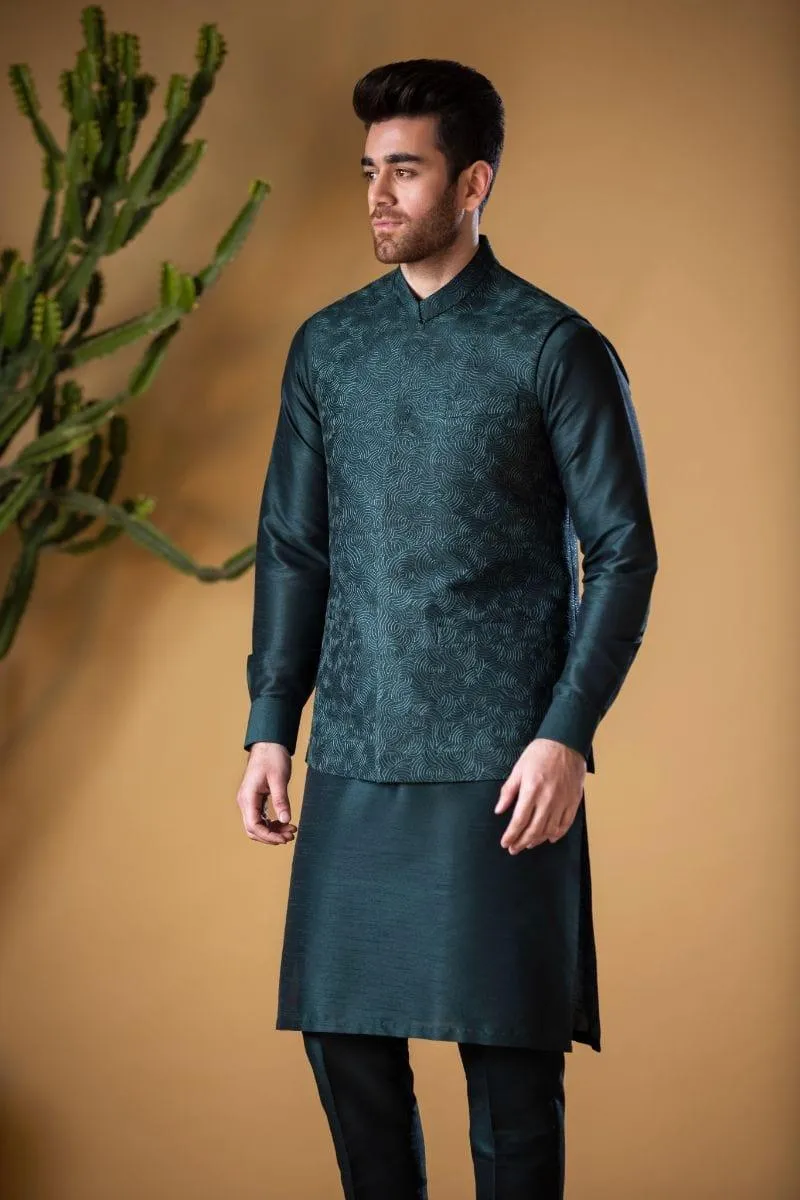 GEM Garments - Ehsaas - Waistcoat - Dark Green - 1 Piece - Viscose Polyester