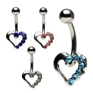 Gem-Studded Heart Belly Button Ring