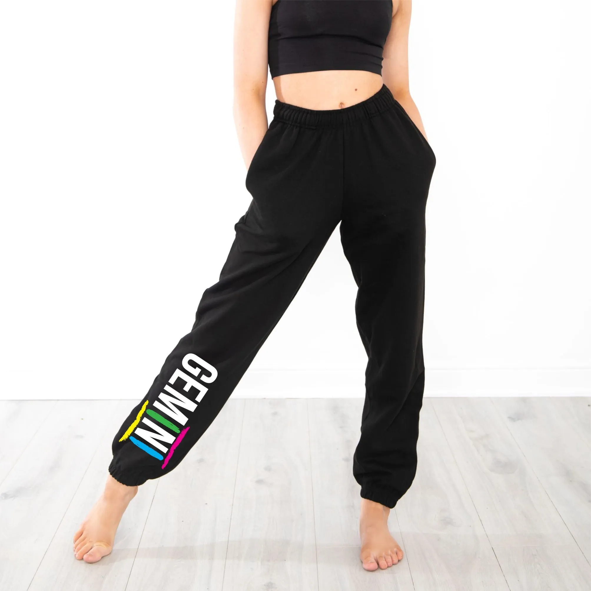 Gemini Adults Black Cuffed Joggers