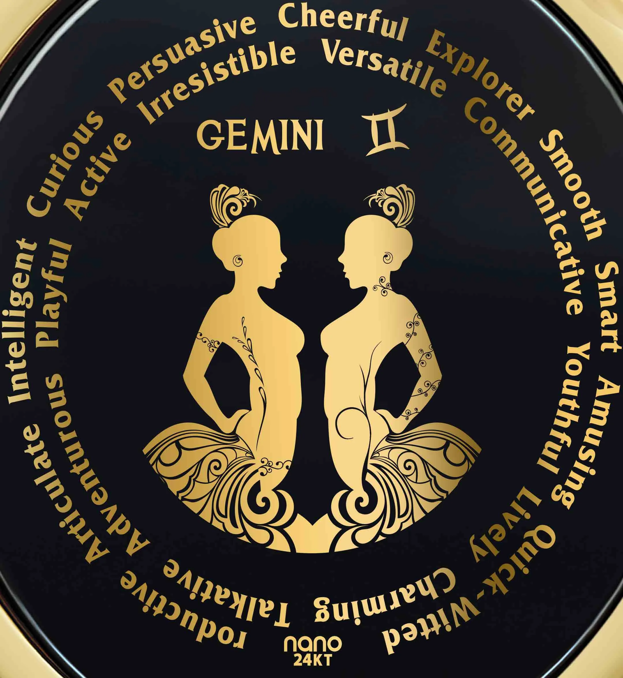 Gemini Necklaces for Lovers of the Zodiac 24k Gold Inscribed