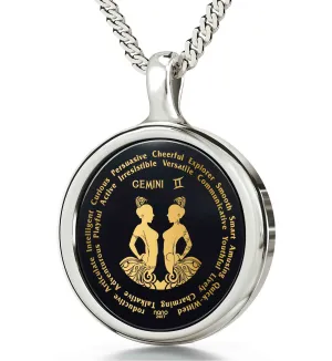 Gemini Necklaces for Lovers of the Zodiac 24k Gold Inscribed