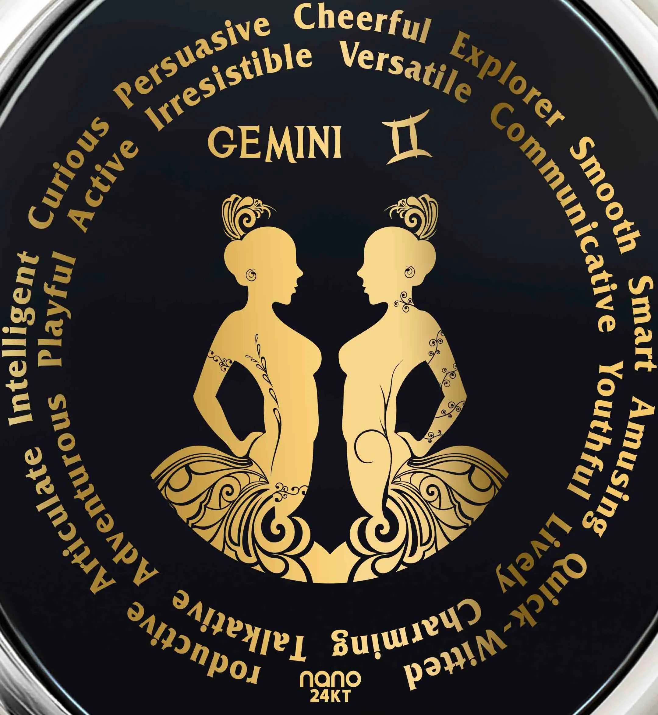 Gemini Necklaces for Lovers of the Zodiac 24k Gold Inscribed