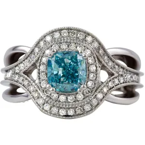 Gems of Distinction Collection's 14k White Gold 1.20ct Irridiated Blue Diamond & 1.67ctw White Diamond Accents