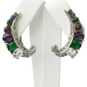 Gemstone Crescent Earrings by De Rosa