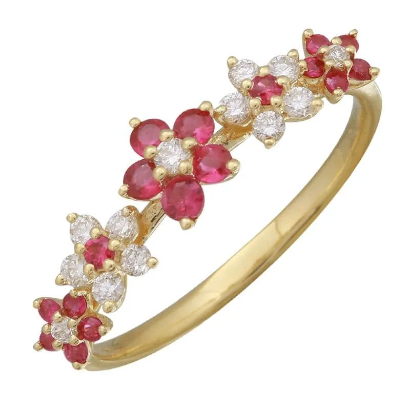 Gemstone Flower Diamond Ring