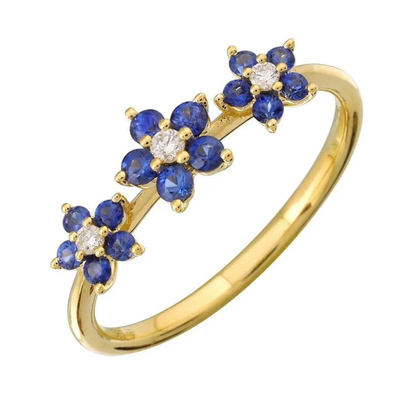 Gemstone Flower Diamond Ring