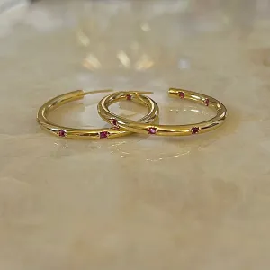 Gemstone Gold Hoops