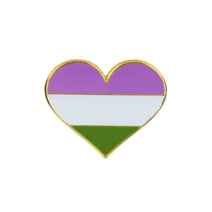 Genderqueer Pride Heart Enamel Pin