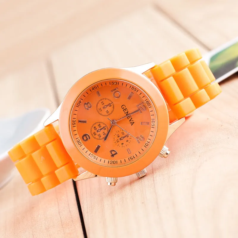 Geneva Silicone Watch Jelly Children Student Silicone Watch Couple Watches Trendy Fashion Men's and Women's Quartz Watch