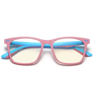 Genius - (Age 7-12)Children Blue Light Blocking Computer Reading Gaming Glasses-Matte Pink