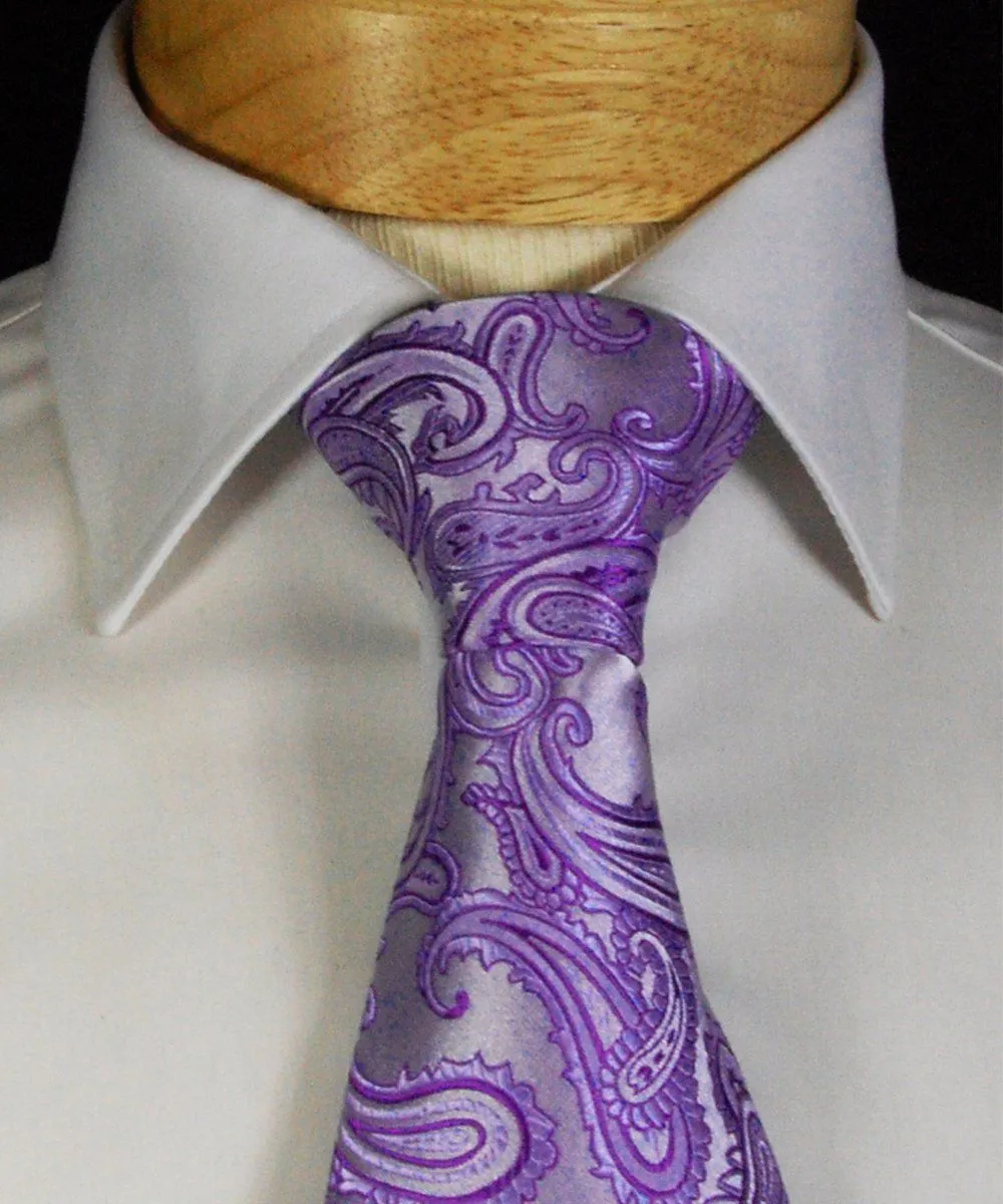 Gentian Violet Paisley Necktie and Pocket Square