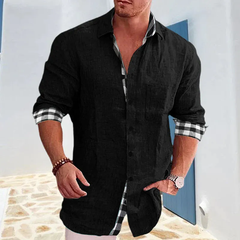 Gentleman Paneled Casual Buttons Pocket Blouse