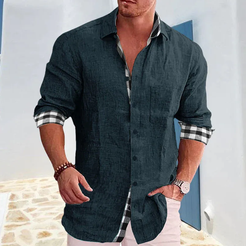 Gentleman Paneled Casual Buttons Pocket Blouse