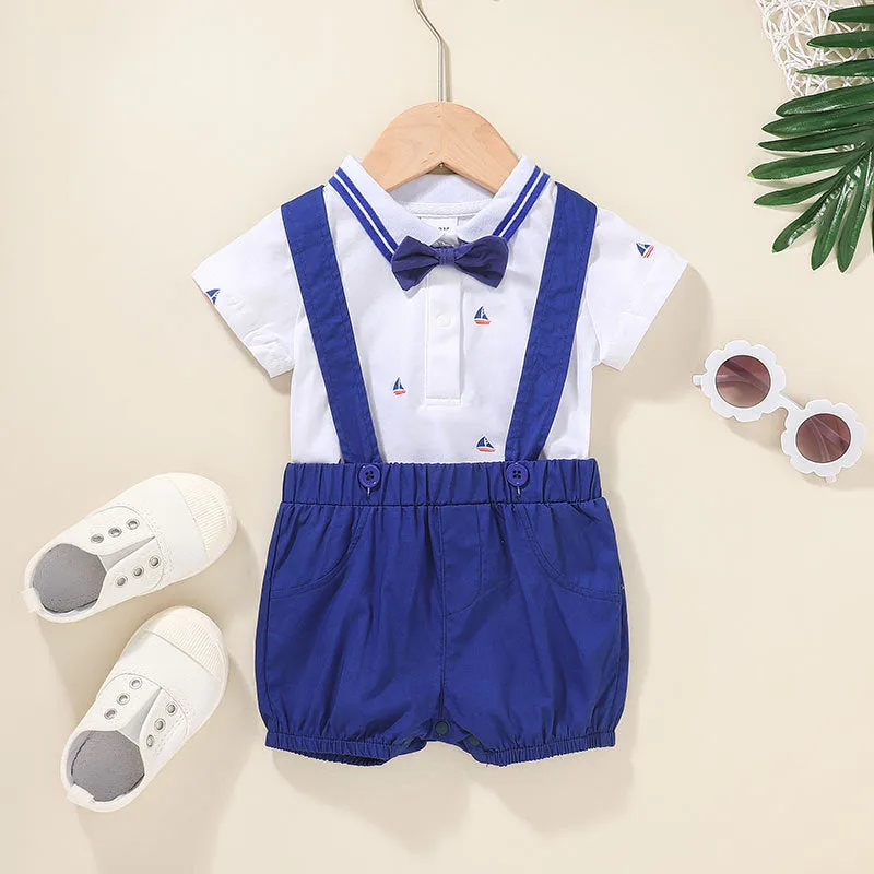 Gentleman'S Baby Short-Sleeved One-Piece Two-Piece Suit