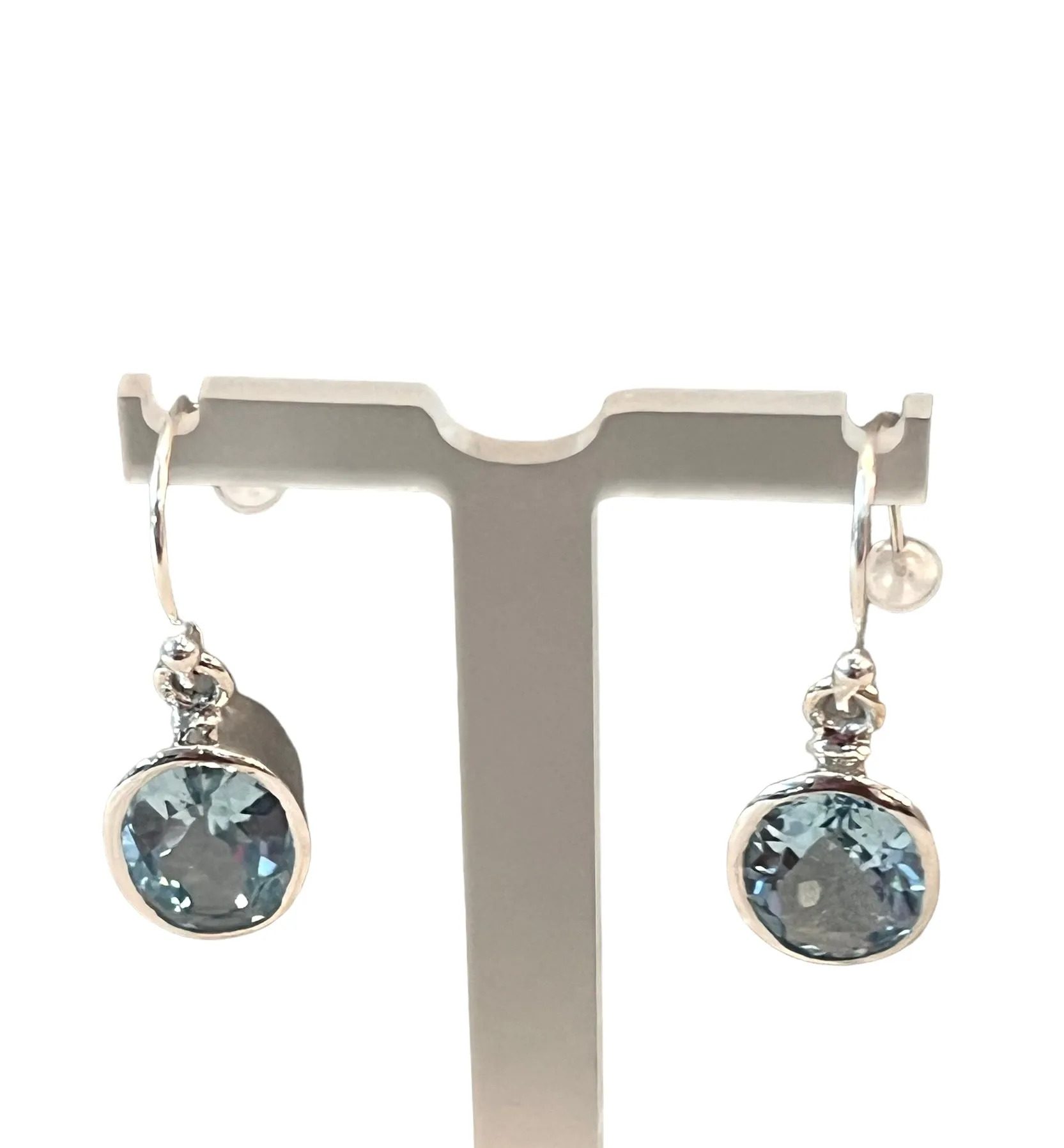 Genuine Blue Topaz Gemstone Earrings