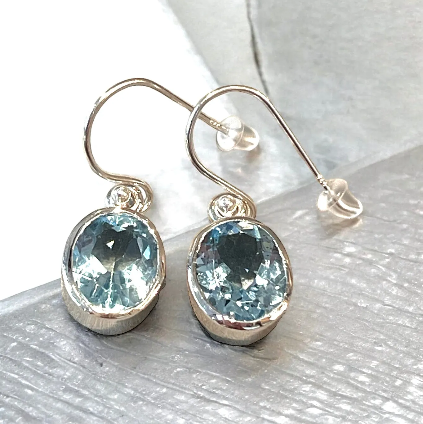 Genuine Blue Topaz Gemstone Earrings