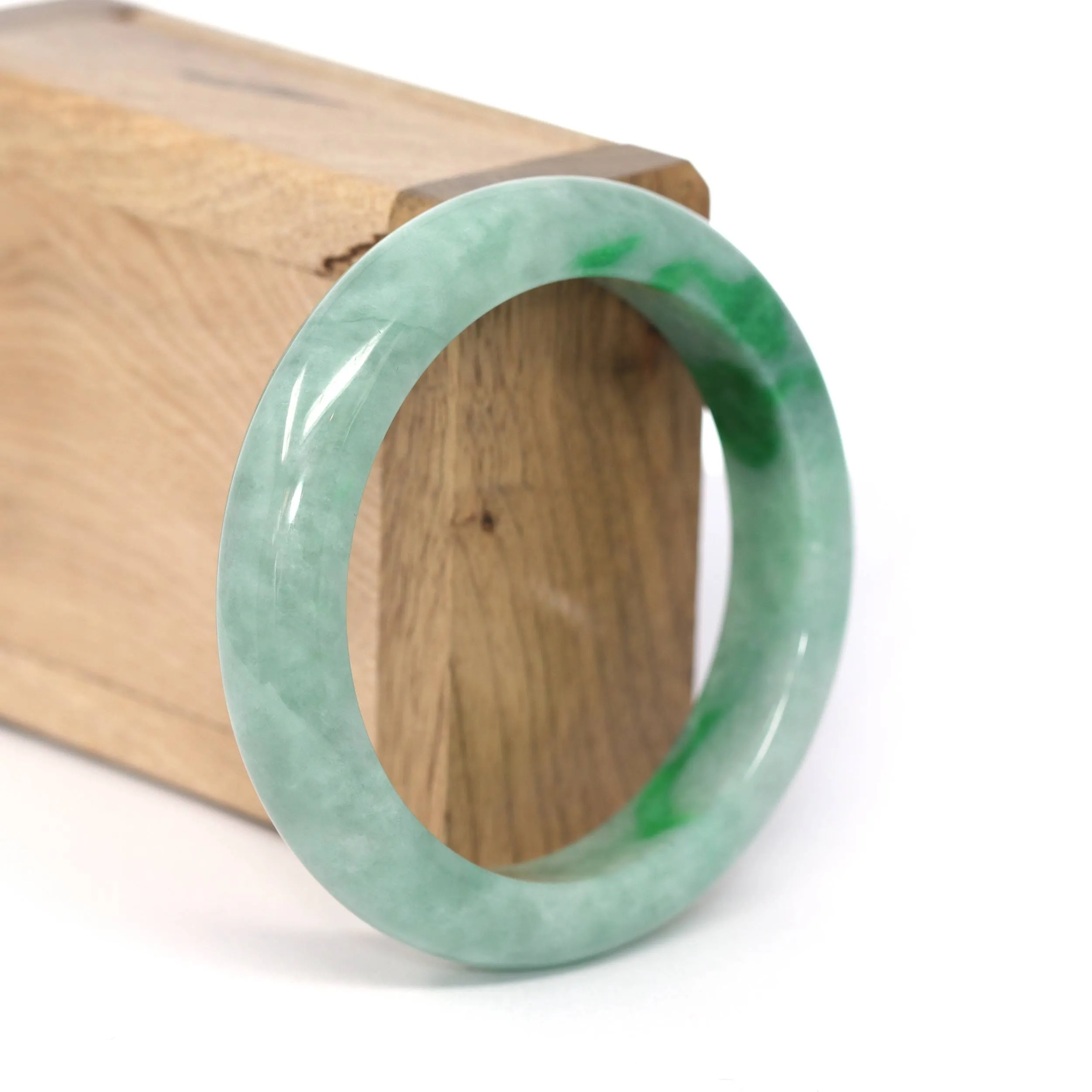 Genuine Burmese Forest Green Jadeite Jade Bangle Bracelet ( 56.05 mm ) #231